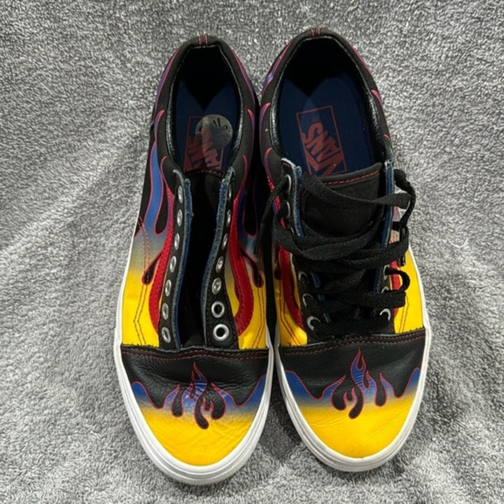 Vans Old Skool Low Top Racer Flames Skateboarding Shoes Men's Size 7.5